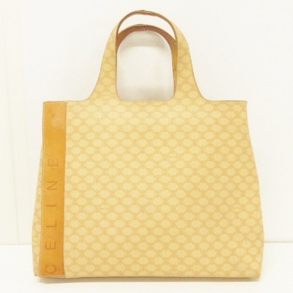 CELINE Macadam Tote Bag - CreamBrown PVCLeather Women